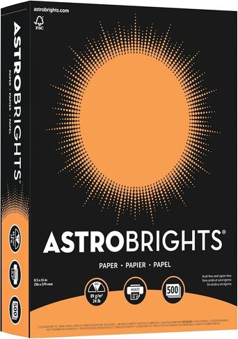 ورق Neenah Astrobrights بألوان زاهية، 21.5 سم × 27.94 سم، 10.94 كجم، معتمد من FSC، برتقالي غامق، مجموعة من 500 ورقة، 21658 in Kuwait
