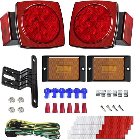 Cyfie LED Trailer Lights Kit, 12V Steel Trailer Tail Lights Boxes Housing with 2 Inch Round RedSide Lights and 6 Inch Oval Red Trailer Light, IP67 Waterproof in Kuwait