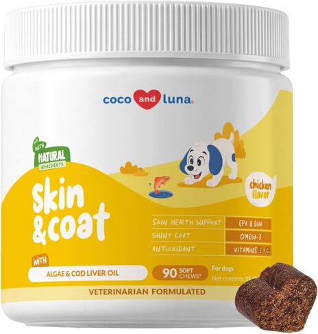 Skin & Coat Supplement for Dogs, Omega 3 Fish Oil for Shedding & Dry Skin in Saudi Arabia