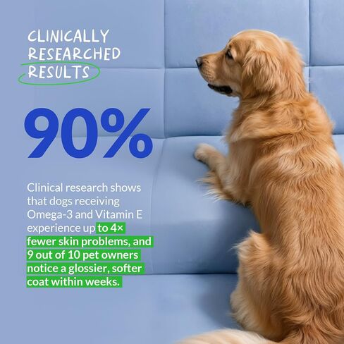 Skin & Coat Supplement for Dogs, Omega 3 Fish Oil for Shedding & Dry Skin in Saudi Arabia
