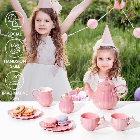 Giant bean Porcelain Tea Set, Pearl Pink Real Tea Party Set in Kuwait