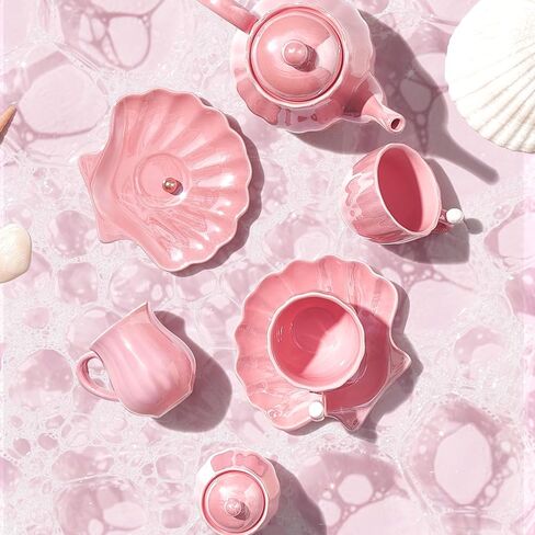 Giant bean Porcelain Tea Set, Pearl Pink Real Tea Party Set in Kuwait