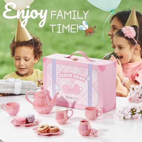 Giant bean Porcelain Tea Set, Pearl Pink Real Tea Party Set in Kuwait