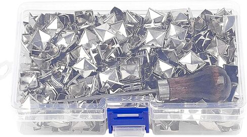 TUZAZO 500PCS 10mm Silver Pyramid Studs for Clothing, with Awl Easy Install in Kuwait