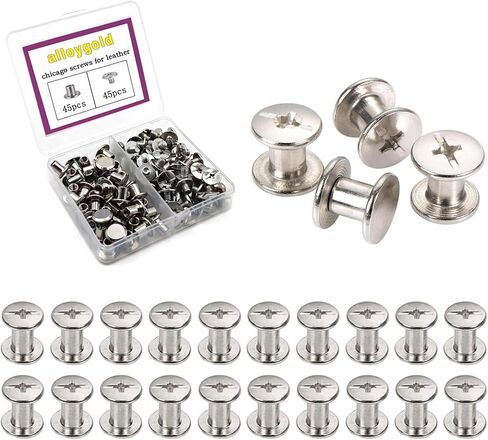 50 Sets M5*4 Gun Black Chicago Screw Kit Leather Rivets Screw Rivets Chicago Screw Buttons DIY Leather Trim in Saudi Arabia