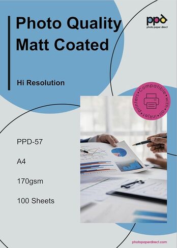 PPD Inkjet Matte Coated Photo Quality Paper Heavy 11x17" 49lbs 180gsm 9.5mil. X 100 Sheets (PPD057-100) in Kuwait