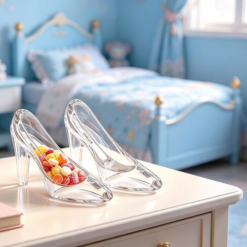 ZZYFGH Glass Crystal High Heels, 4.3" Cinderella Heels Glass Shoes for Party Decorations, Princess Birthday Bedroom Decor, Gift for Women-Transparent in Kuwait