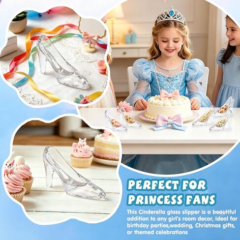 ZZYFGH Glass Crystal High Heels, 4.3" Cinderella Heels Glass Shoes for Party Decorations, Princess Birthday Bedroom Decor, Gift for Women-Transparent in Kuwait