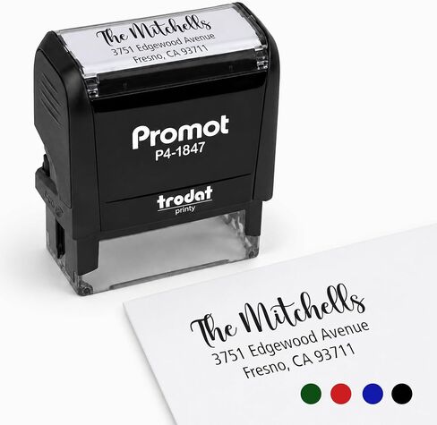 Promot Customized Self-Inking Address Stamp - Return Address and Mailing Address Stamps - Choose from 6 Designs & 3 Sizes - Custom Ink Stamp - Small Business Essentials - Self Inking Stamps in Kuwait