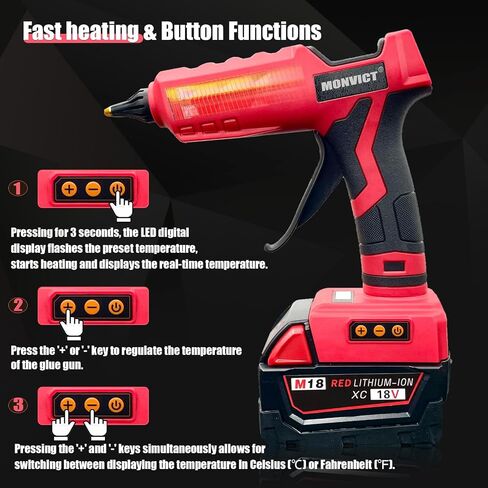 MONVICT 100W Cordless Glue Gun for Milwaukee 18V Battery, Upgraded in Kuwait