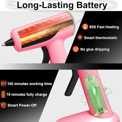 MONVICT Cordless Hot Glue Gun Kit, USB-C Rechargeable Mini Pink Glue Gun in Kuwait