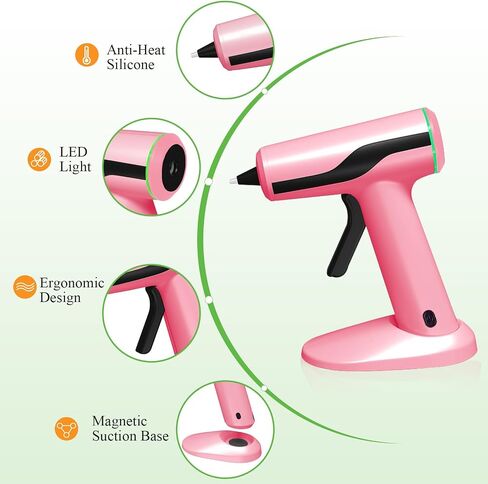 MONVICT Cordless Hot Glue Gun Kit, USB-C Rechargeable Mini Pink Glue Gun in Kuwait