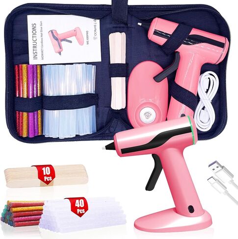 MONVICT Cordless Hot Glue Gun Kit, USB-C Rechargeable Mini Pink Glue Gun in Kuwait