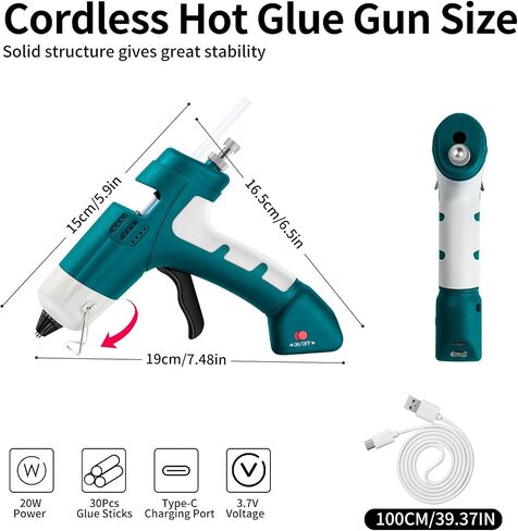 Hot Glue Gun, Cordless Hot Glue Gun with 30 Glue Sticks Rechargeable 2.6Ah in Kuwait