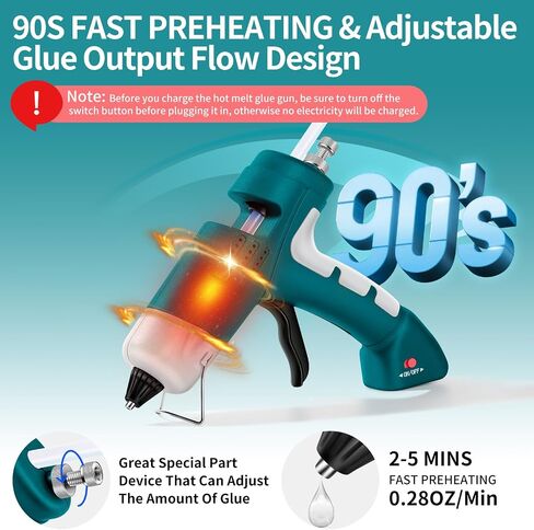 Hot Glue Gun, Cordless Hot Glue Gun with 30 Glue Sticks Rechargeable 2.6Ah in Kuwait