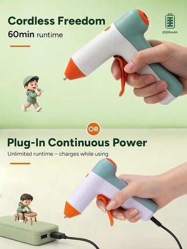 THINKLEARN Cordless Hot Glue Gun, 30 Sticks with 3-in-1 Charging Base Stand in Saudi Arabia