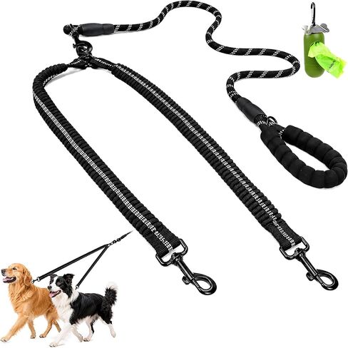 Taglory Double Dog Leash for Two Dogs No Tangle, Bungee Extension, Large in Kuwait