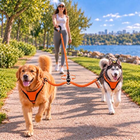 No Tangle Double Dog Leash: 95% Fewer Stops to Untangle for Walking 2 Dogs in Saudi Arabia