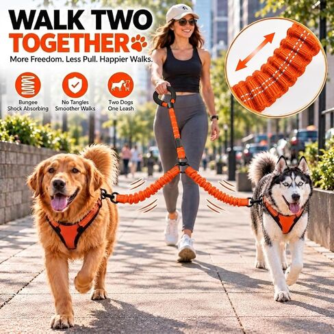 No Tangle Double Dog Leash: 95% Fewer Stops to Untangle for Walking 2 Dogs in Saudi Arabia
