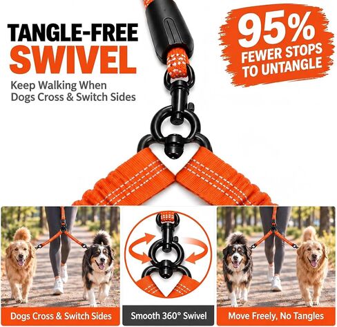 No Tangle Double Dog Leash: 95% Fewer Stops to Untangle for Walking 2 Dogs in Saudi Arabia