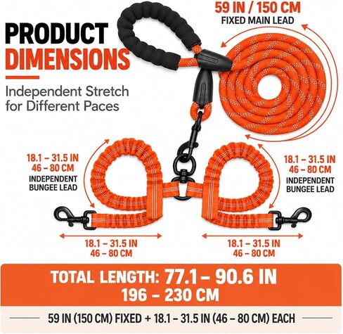 No Tangle Double Dog Leash: 95% Fewer Stops to Untangle for Walking 2 Dogs in Saudi Arabia