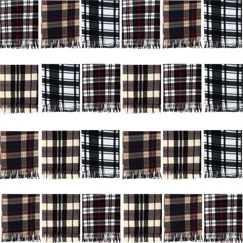 Vicenpal Bulk Winter Fleece Scarves for Homeless Donations Warm Winter Scarf Soft Winter Neck Scarfs Plaid Scarf for Women in Kuwait