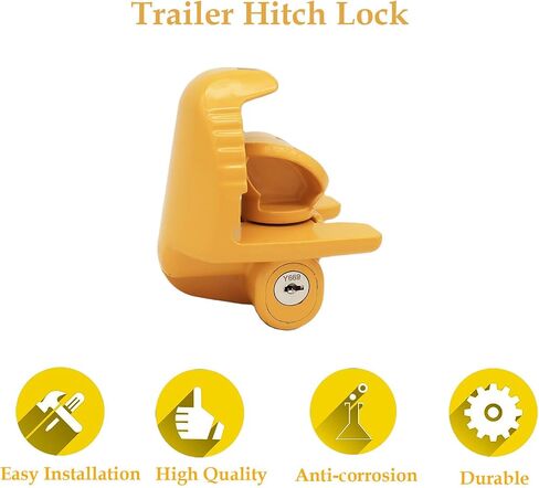 Universal Trailer Hitch Lock Fit 1-7/8", 2", and 2-5/16" Couplers for Travel Trailer Boat RVs (Yellow) in Kuwait