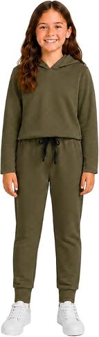 Sweet Hearts Girls' Sweatsuit Set - 2 Piece Super Soft Fleece Lined Pullover Hoodie and Jogger Sweatpants (7-16) in Kuwait