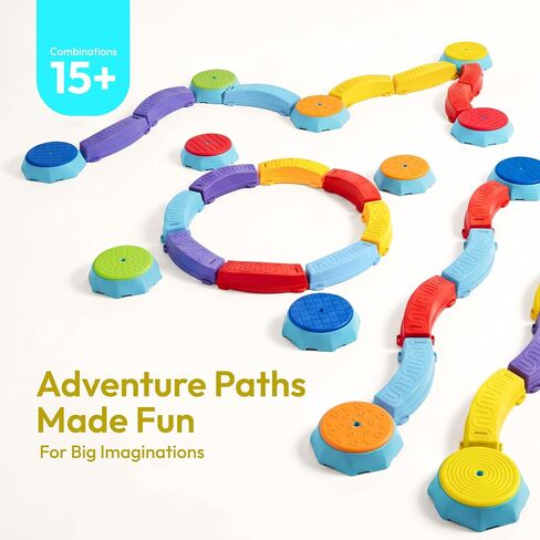 JOVA Plat-Act 4-in-1 Balance Beam & Stepping Stones for Kids Ages 3+, Obstacle Course Toy with Ring Toss & Flag Game, Non-Slip & Easy to Store & Clean, Indoor Outdoor Balance Play for Kids in Saudi Arabia