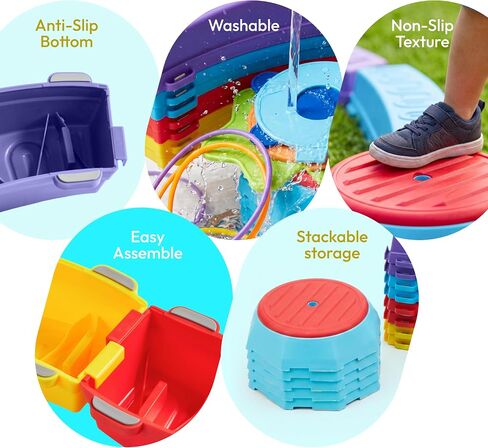 JOVA Plat-Act 4-in-1 Balance Beam & Stepping Stones for Kids Ages 3+, Obstacle Course Toy with Ring Toss & Flag Game, Non-Slip & Easy to Store & Clean, Indoor Outdoor Balance Play for Kids in Saudi Arabia