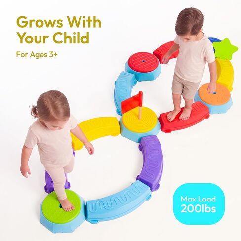 JOVA Plat-Act 4-in-1 Balance Beam & Stepping Stones for Kids Ages 3+, Obstacle Course Toy with Ring Toss & Flag Game, Non-Slip & Easy to Store & Clean, Indoor Outdoor Balance Play for Kids in Saudi Arabia