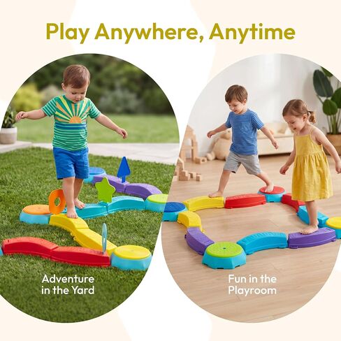 JOVA Plat-Act 4-in-1 Balance Beam & Stepping Stones for Kids Ages 3+, Obstacle Course Toy with Ring Toss & Flag Game, Non-Slip & Easy to Store & Clean, Indoor Outdoor Balance Play for Kids in Saudi Arabia