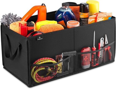 Handy Laundry Fold Away Car Trunk Organizer, Black, 22" x 10" x 11", Non-Slip Fastener secures to Your Trunk and Prevents Sliding, Prevent Items from Rolling Around or Shifting in Your Trunk in Kuwait