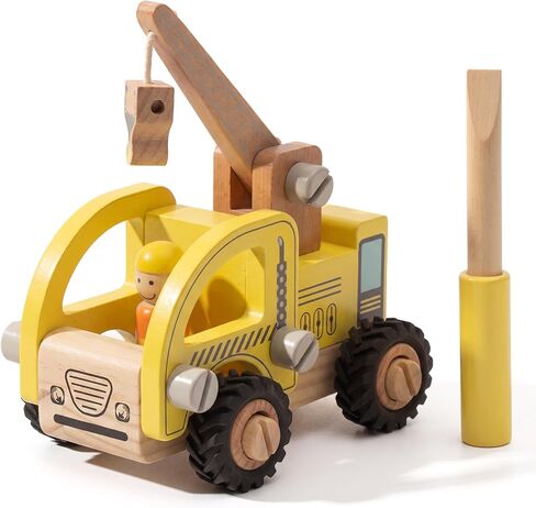 Wooden Toy Car for Toddlers, Crane Trucks Assembly Kit in Saudi Arabia