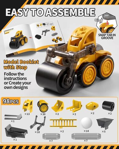 98-Piece Construction Vehicle STEM Building Kit for Kids Ages 5-8 in Kuwait