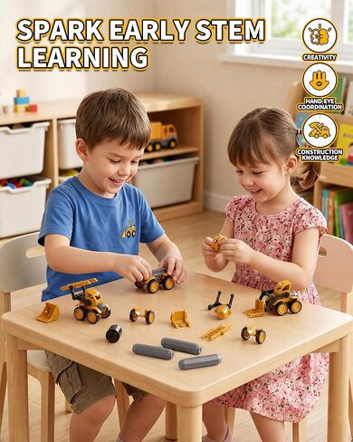 98-Piece Construction Vehicle STEM Building Kit for Kids Ages 5-8 in Kuwait