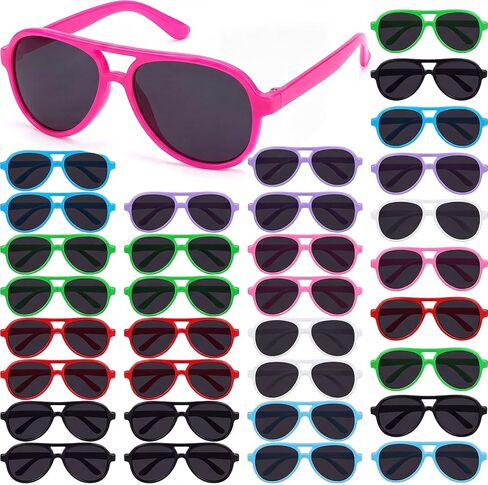 TOODOO 60 Packs Kids Sunglasses Bulk Neon Sunglasses for Kids and Adults Glasses with Dark Lenses 80's Style for Party Favors Beach Pool Birthday Outdoor Summer Activity Supplies in Kuwait