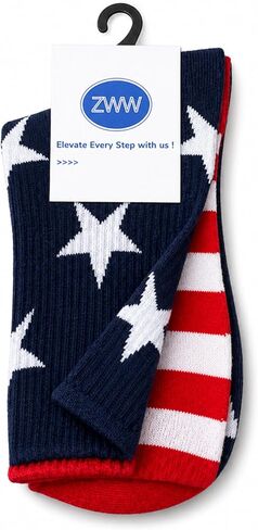 ZWW American Flag Socks For Men Or Women 4th July Middle Socks Star And Stripe Patriotic Freedom Day Gifts in Kuwait