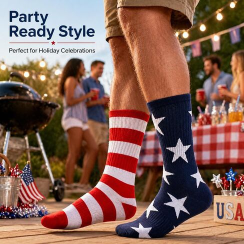 ZWW American Flag Socks For Men Or Women 4th July Middle Socks Star And Stripe Patriotic Freedom Day Gifts in Kuwait