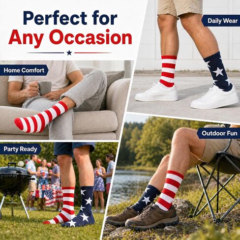 ZWW American Flag Socks For Men Or Women 4th July Middle Socks Star And Stripe Patriotic Freedom Day Gifts in Kuwait