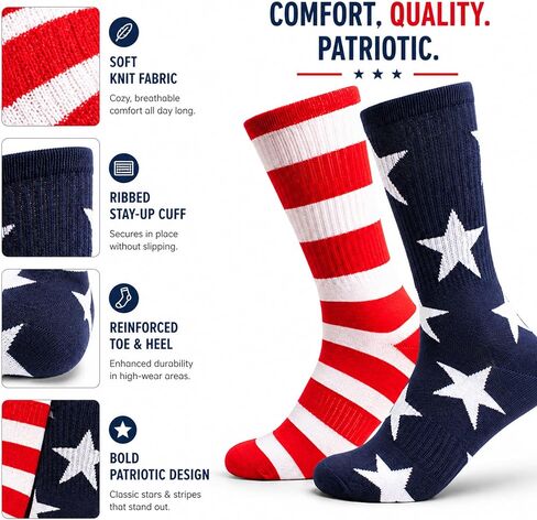 ZWW American Flag Socks For Men Or Women 4th July Middle Socks Star And Stripe Patriotic Freedom Day Gifts in Kuwait