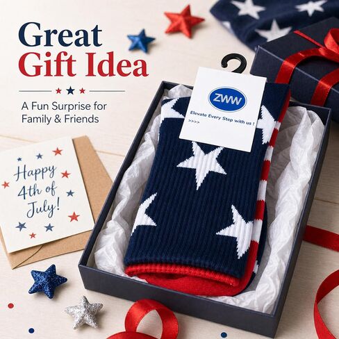 ZWW American Flag Socks For Men Or Women 4th July Middle Socks Star And Stripe Patriotic Freedom Day Gifts in Kuwait