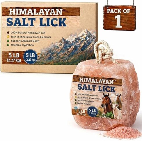Pink Salt wall Himalayan Salt Block 1 Pack - 6 lbs Each. Himalayan Salt Lick on Rope for Horse, Deer, Goat, and Livestock Animals in Kuwait