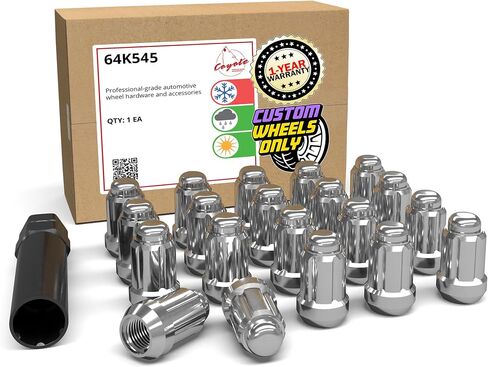 Wheel Accessories Parts 24 Pcs 12mm 1.25 12x1.25 Thread Car Spline 1.38" Long Lug Nut Chrome Spline Fits Nissan Titan (Non XD) with Aftermarket Wheels in Kuwait