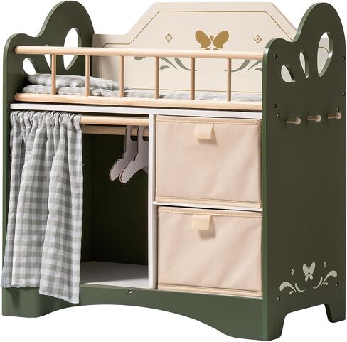 ROBUD Baby Doll Crib, Wooden Doll Bed with Storage and Bedding, of Toy Baby Crib to Kids, Pink Baby Doll Beds Suit for Dolls Under 22 Inches in Saudi Arabia