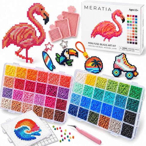28,000 Mini Fuse Beads Kit, 2.6mm, 48 Colors, Pegboards in Kuwait