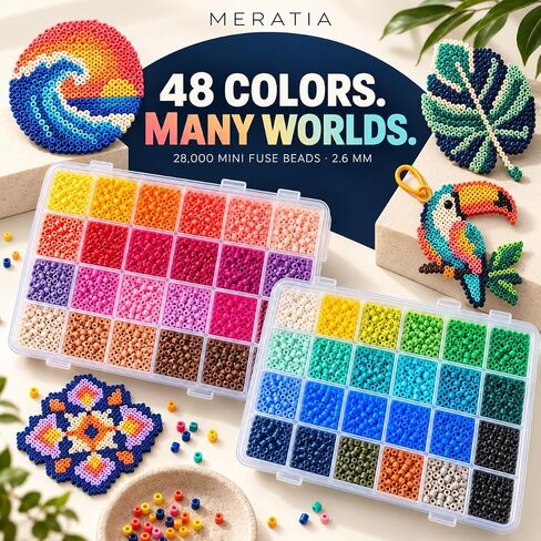 28,000 Mini Fuse Beads Kit, 2.6mm, 48 Colors, Pegboards in Kuwait