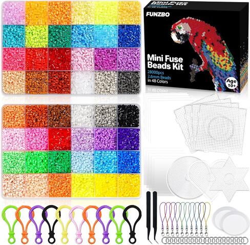 FUNZBO 28000 Mini Fuse Beads Set - 48 Colors (Beads Size: 2.6mm) in Saudi Arabia