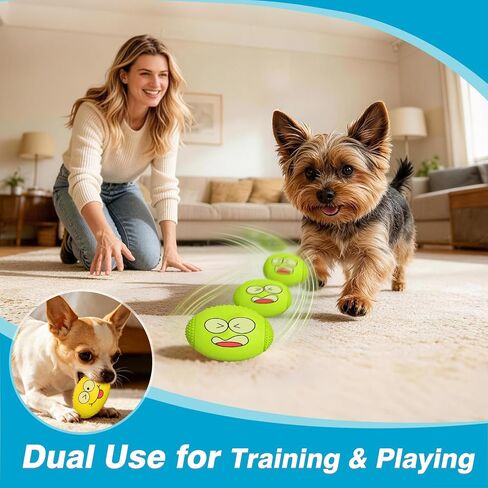 1.5" Squeaky Soft Rubber Football Dog Toy, Bouncy Chew Ball for Tiny Mini Small Breed Puppies (X-Small) in Saudi Arabia
