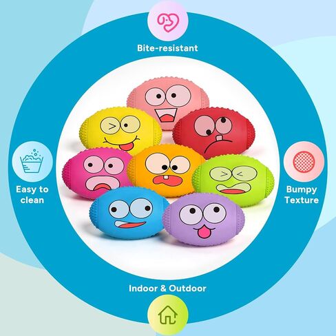 1.5" Squeaky Soft Rubber Football Dog Toy, Bouncy Chew Ball for Tiny Mini Small Breed Puppies (X-Small) in Saudi Arabia